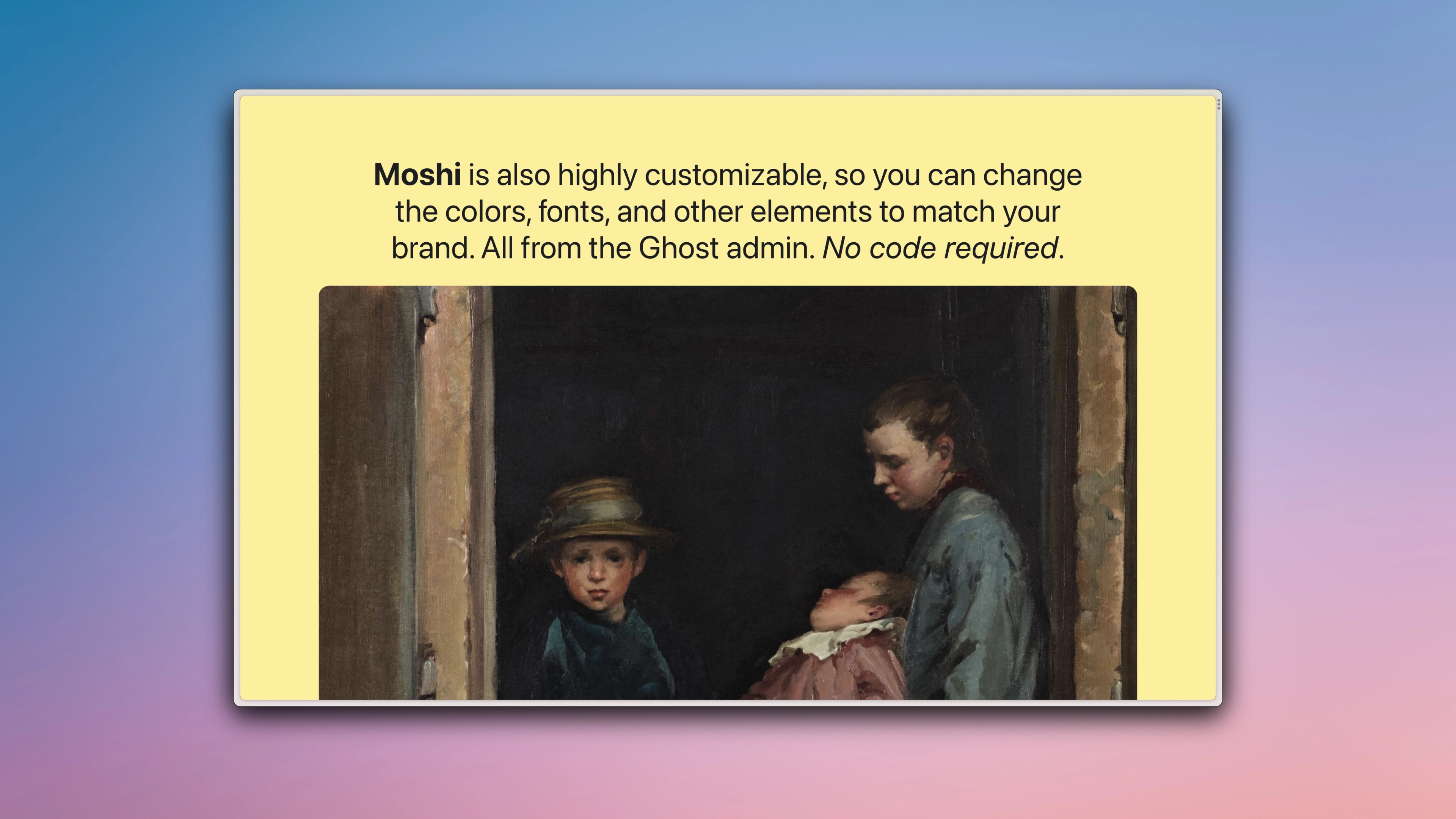 Moshi Ghost Theme Text-rich section with image